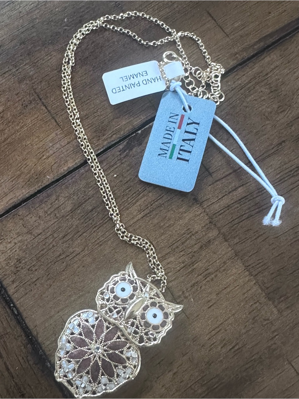 Mia fiore Italy 925 Sterling Gold plated Owl Pendant Necklace - convertible